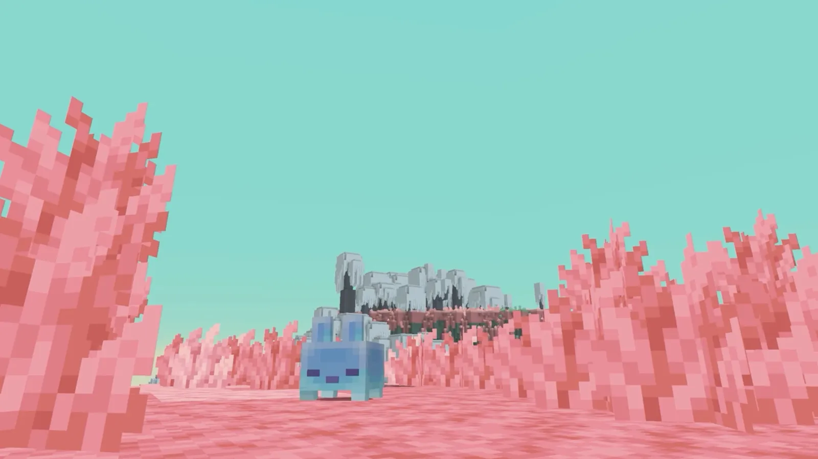 Yeni Minecraft The Sift boyutunu temsil eden katmanlı kübik zemin ve yeraltı çatlağı görseli