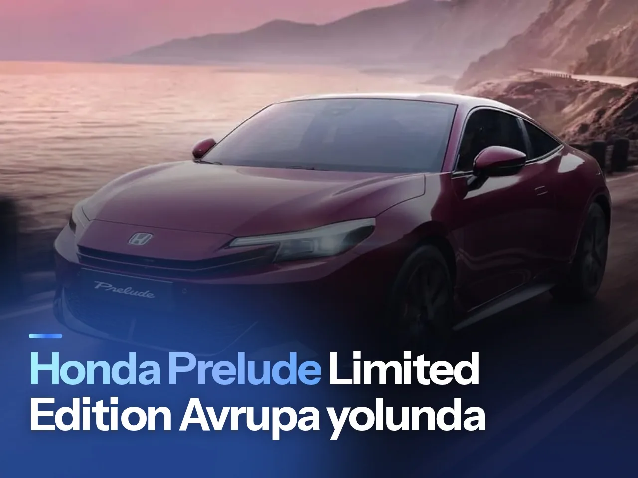 Koyu kırmızı renge sahip Honda Prelude Limited Edition modelinin stüdyo ortamındaki görünümü