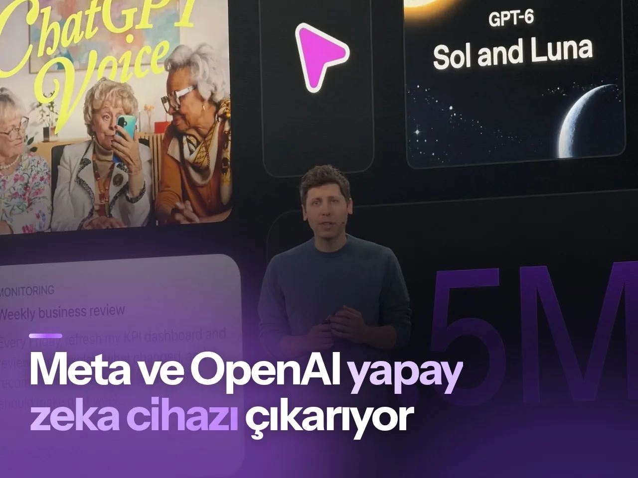 Renkli cam kürecik ve metal kolyeyi temsil eden stüdyo ortamındaki yapay zeka cihazı konsepti