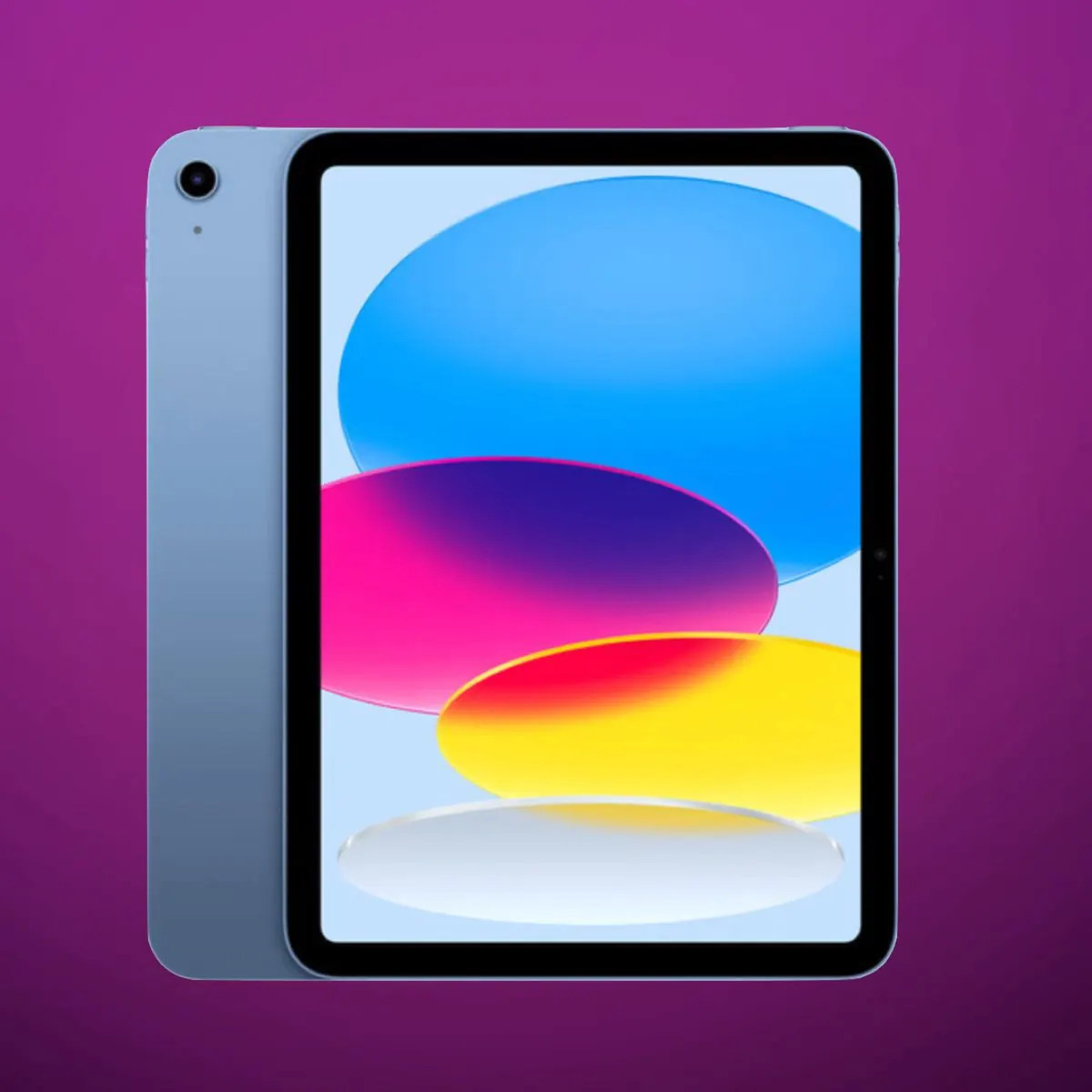 Gri yüzey üzerinde duran minimalist tablet cihazı