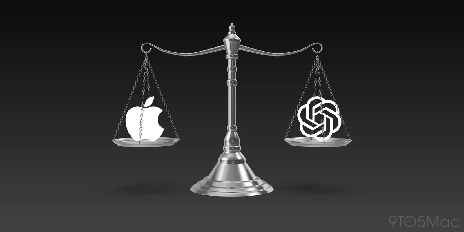 Buzlu cam küplerden yükselen grafik Apple ve OpenAI davasını temsil ediyor