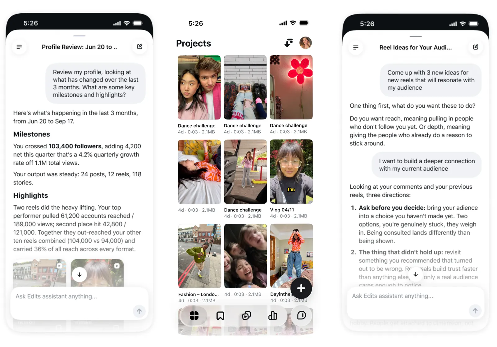 Instagram Edits uygulamasına yapay zeka asistanı geldi: TechCrunch fotoğrafı (2)